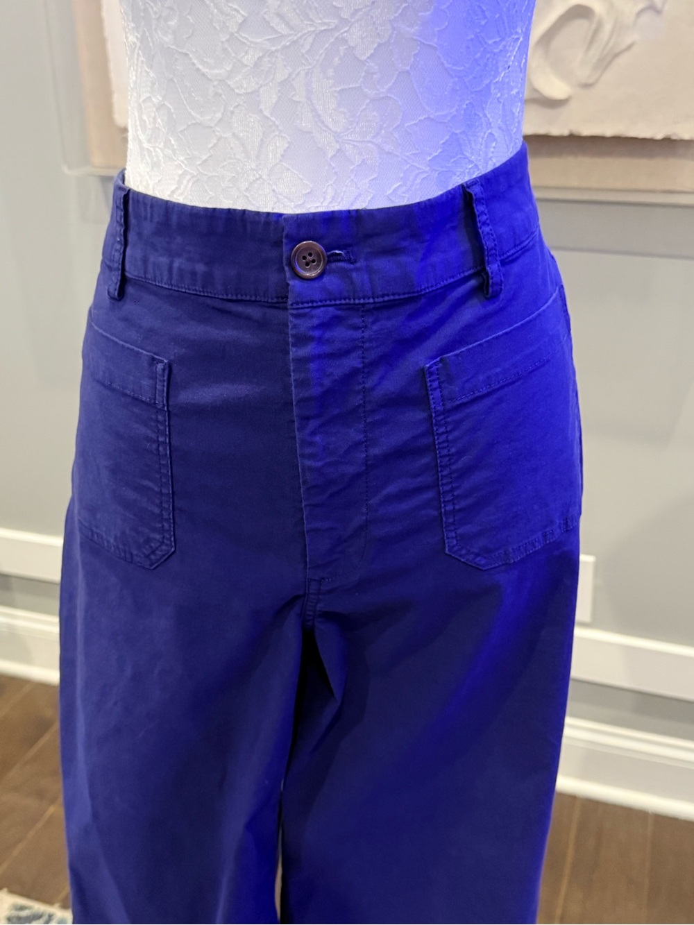 J.Crew Cobalt Blue Wide Leg Crop Utility Pants Size 30 High Rise Patch Pocket - Picture 3 of 14